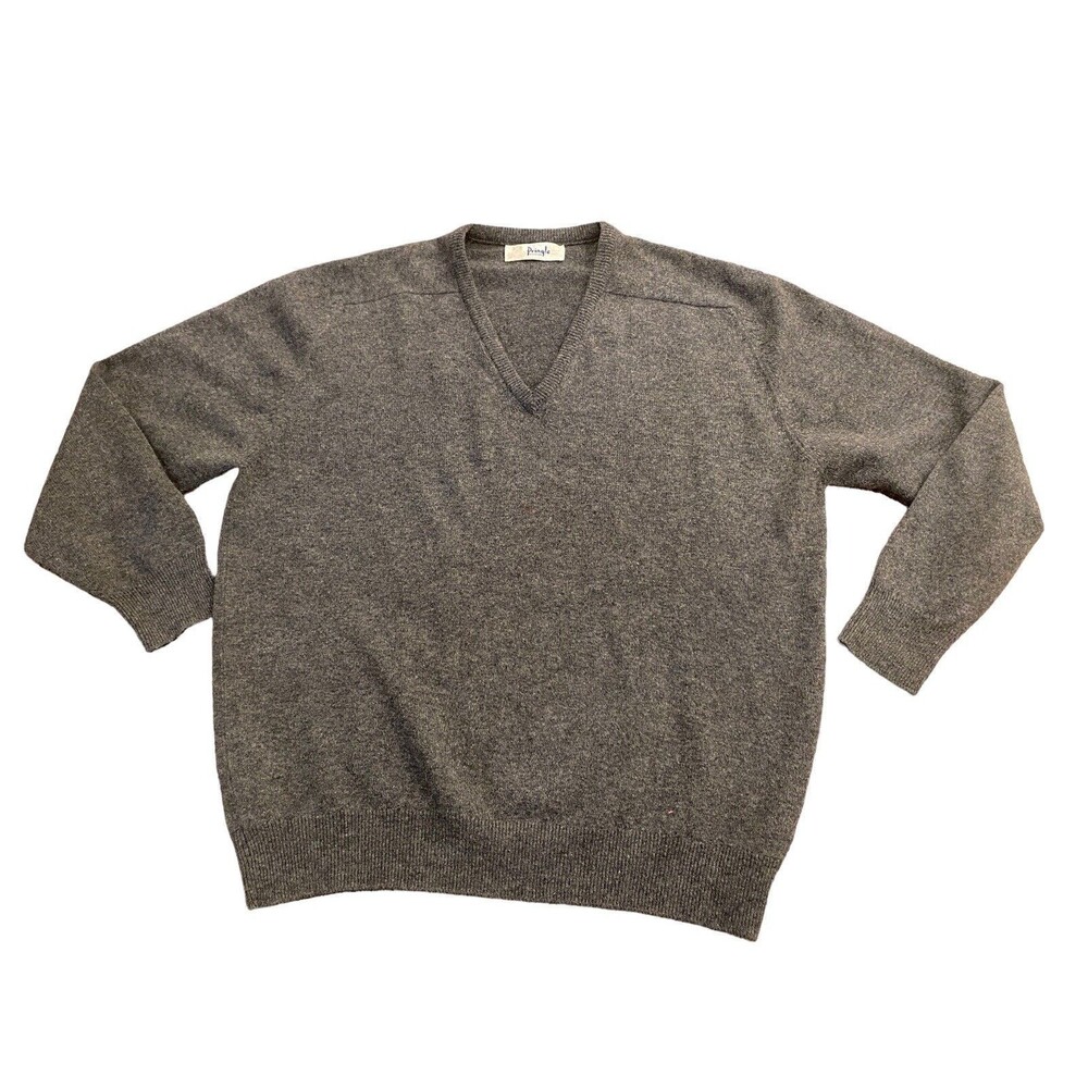 Pringle of Scotland Sweater Pure Wool  48 V-Neck Long Sleeve dark Gray